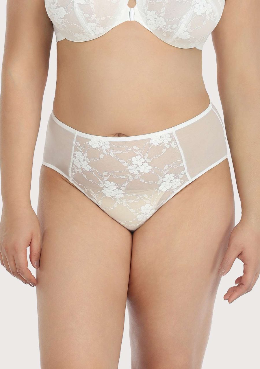 HSIA Spring Romance High-Rise Lace Pretty Full Coverage Panty - L / White