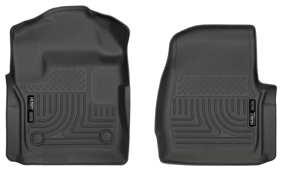 HUSKY LINERS 13311 Weatherbeater Floor Mats | Fits 2017 - 2024 Ford F-250, F-350 Super Duty (Standard Cab) | Front Row, 2-pc Black