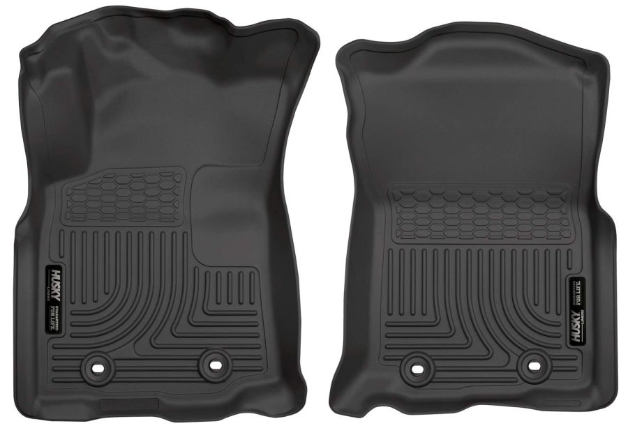 HUSKY LINERS 13981 Weatherbeater Floor Mats | Fits 2018 - 2023 Toyota Tacoma (Standard Transmission, Crew, Double Cab, Access Cab) | Front Row, 2-pc Black