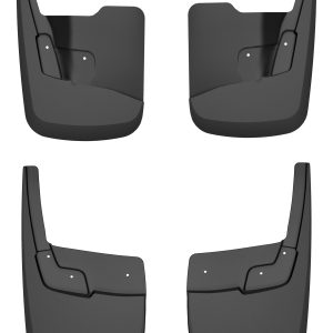 HUSKY LINERS 58316 Mud Flap; Custom Mud Guards; Direct Fit; Set of 4; Contoured; Without Logo; Black; Thermoplastic; Screw On