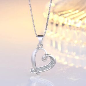 Heart Pendant Necklace Cubic Zirconia Gemstones 925 Sterling Silver