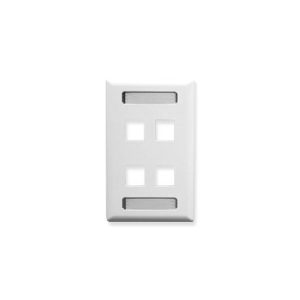 ICC IC107S04-WH FACEPLATE, ID, 1-GANG, 4-PORT, WHITE