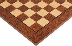 Imperfect Brown Ash Burl & Maple High Gloss Deluxe Chess Board - 2 Squares