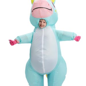 Inflatable Child Blue Unicorn Costume