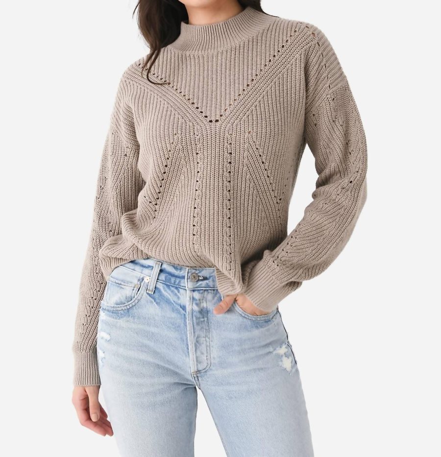 J. Society mock neck sweater in MUSHROOM