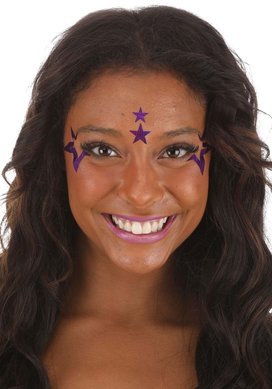 JamStar Holographic Face Decals in Purple Sparkle