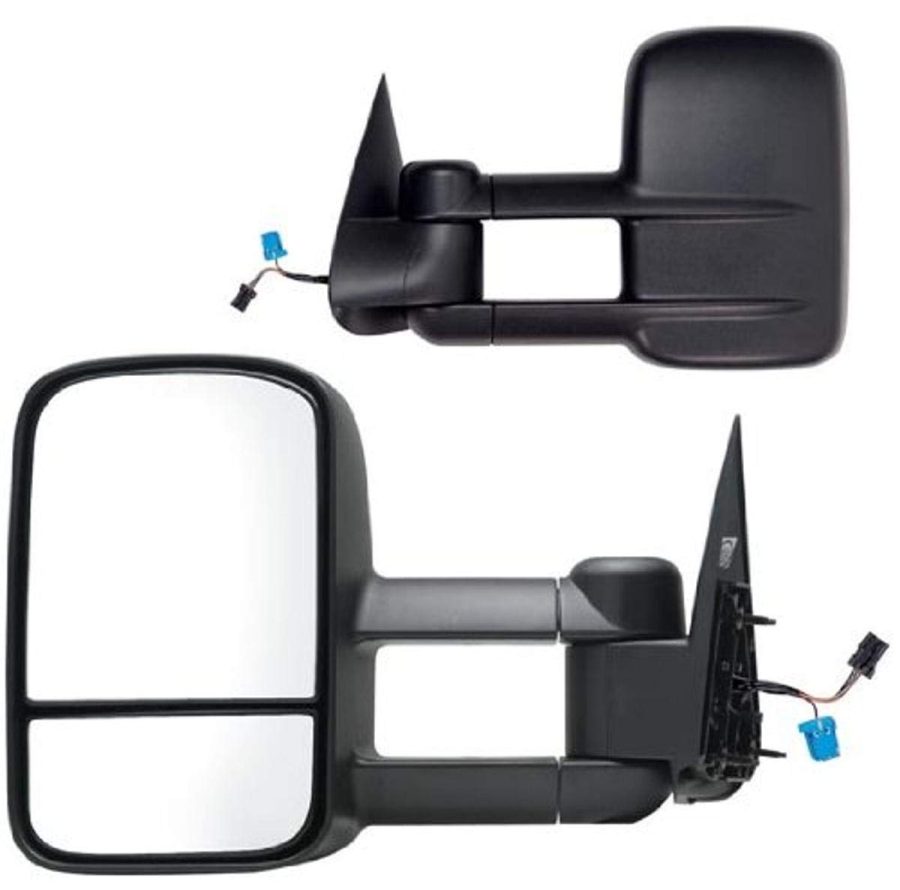 K SOURCE 62075-76GE Towing Mirror Pair for Escalade, Avalanche, Suburban, Tahoe, Yukon, Silverado, Sierra, Silverado/Sierra Classic, No Signal, Foldaway, Power Heated, textured black