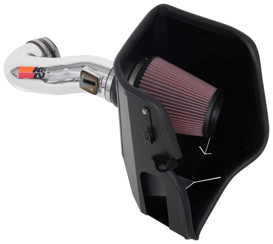 K&N FILTER 773110KP Cold Air Intake; 77 Series; Polished Aluminum Tube; Red Filter; With Heat Shield