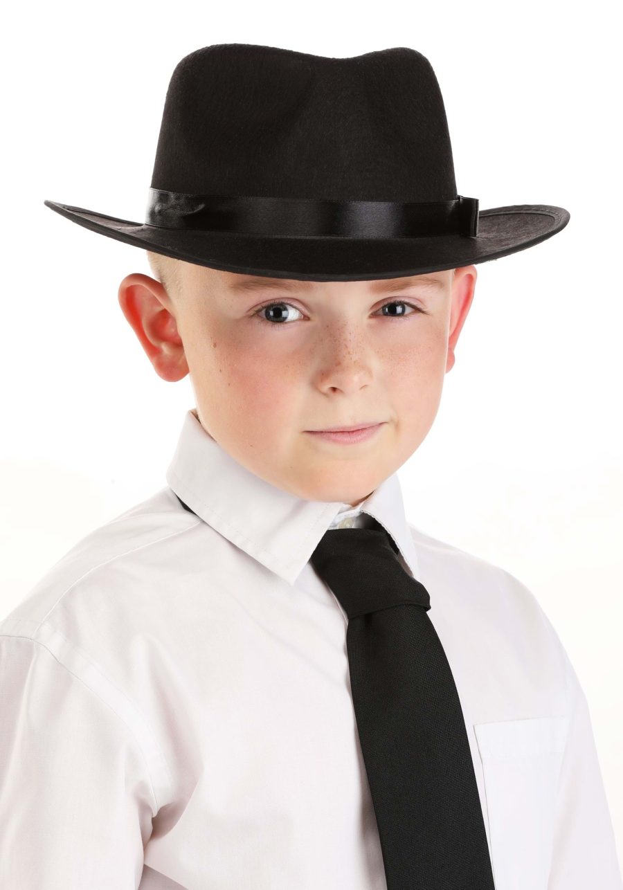 Kid's Black Gangster Costume Hat