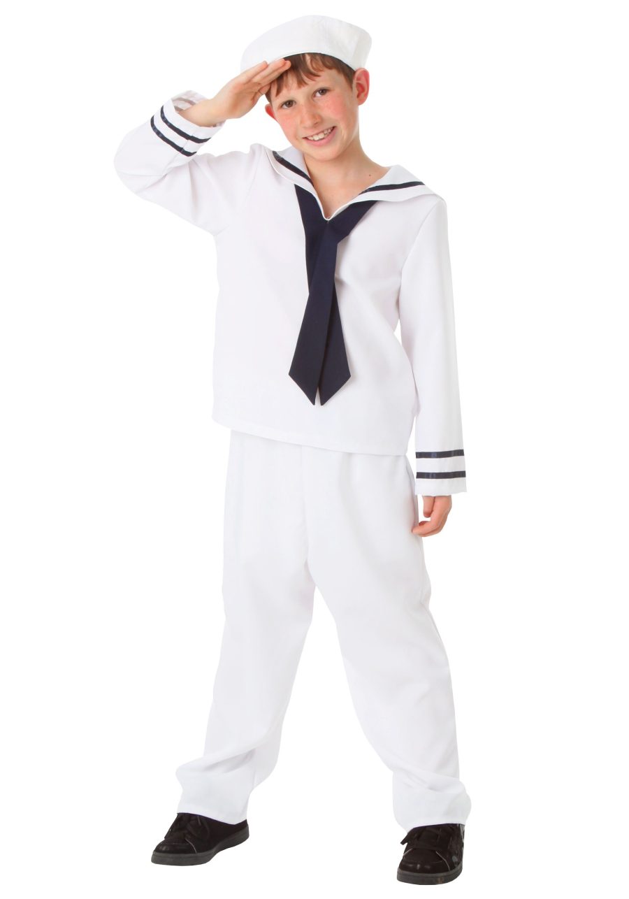 Kid's White Sailor Costume for Boys