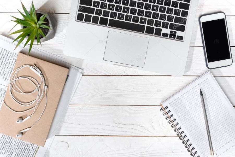 Laptop and smartphone on desk