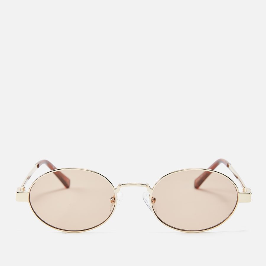 Le Specs Poseidon Deux Oval-Frame Gold-Tone Sunglasses