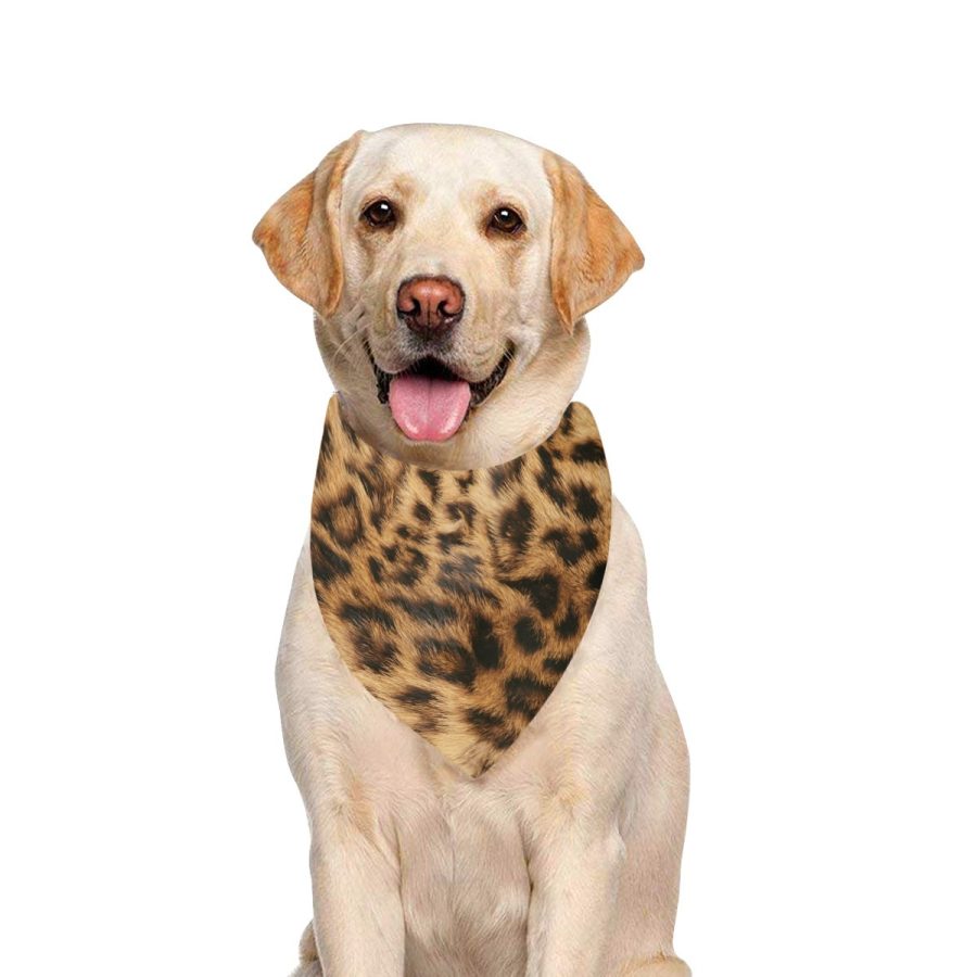 Leopard Fur Print Pet Dog Bandana (Large Size)