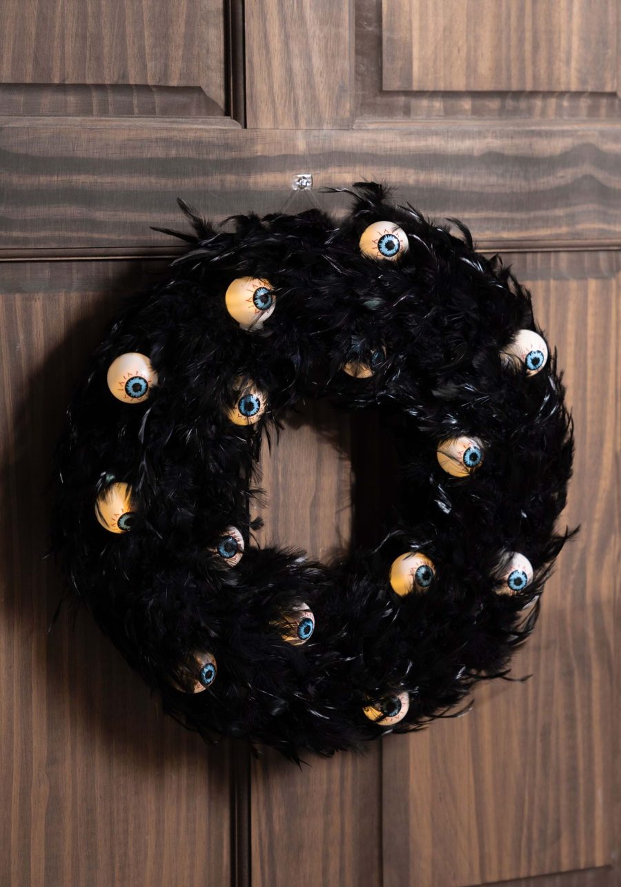 Light Up Spooky Eyes Wreath Halloween Decoration