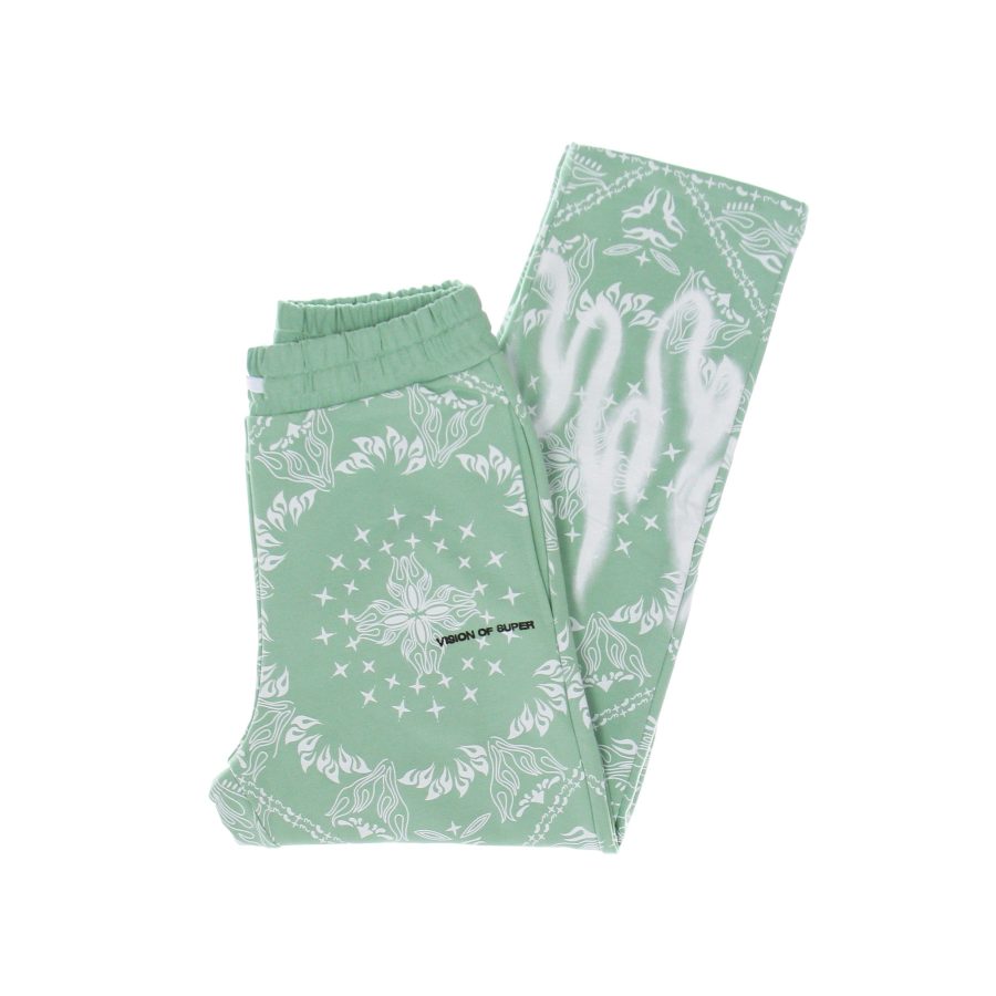 Lightweight Men's Tracksuit Pants Bandana Print Pants Green