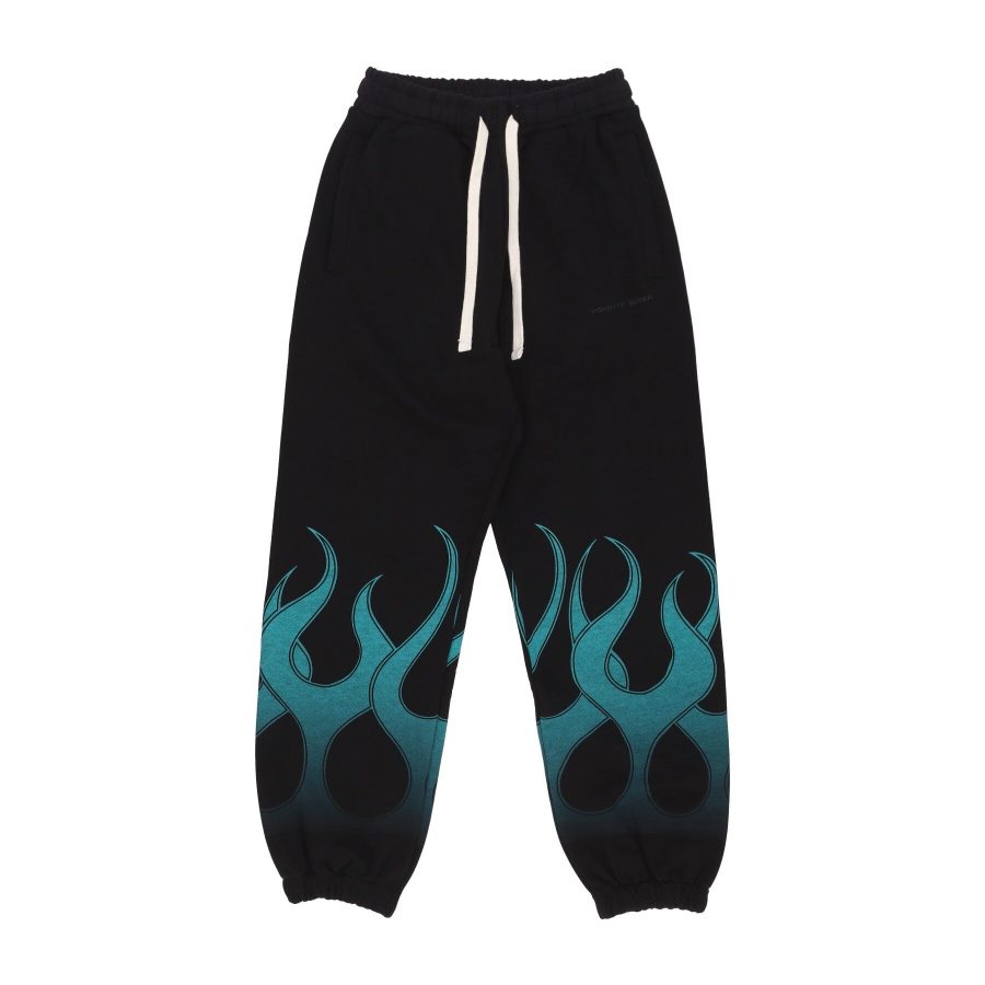 Lightweight Men's Tracksuit Pants Flames Pants Black/green