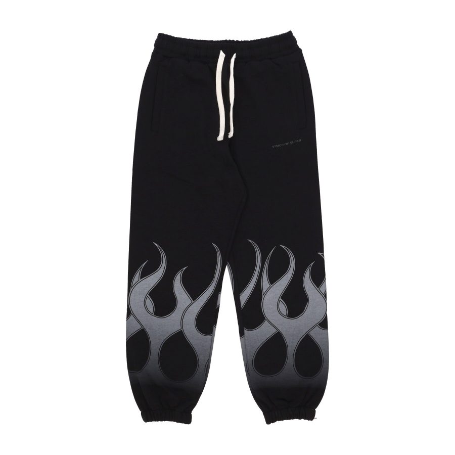 Lightweight Men's Tracksuit Pants Flames Pants Black/grey