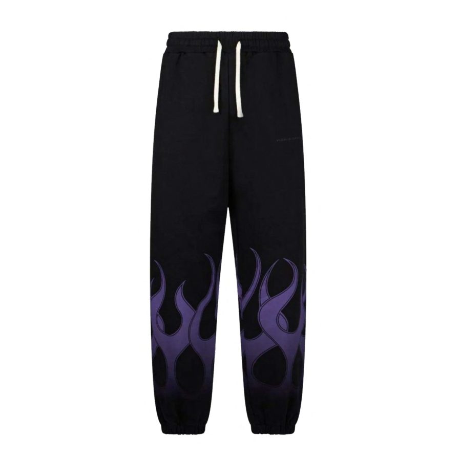 Lightweight Men's Tracksuit Pants Flames Pants Black/purple