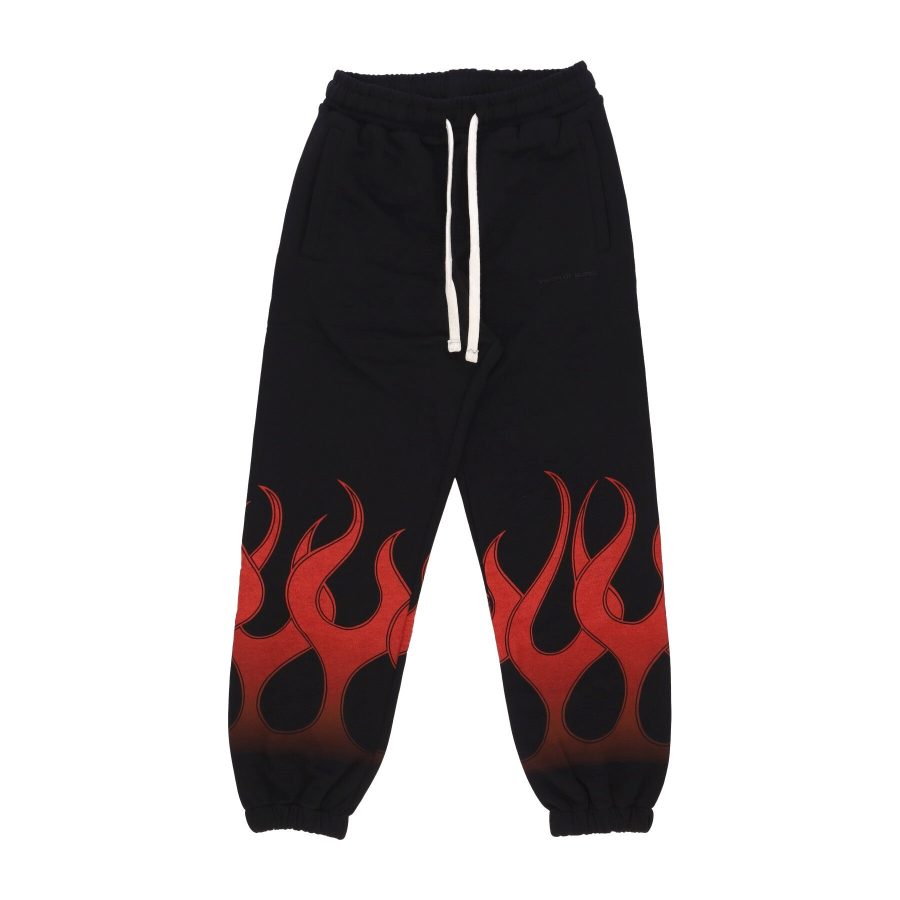 Lightweight Men's Tracksuit Pants Flames Pants Black/red