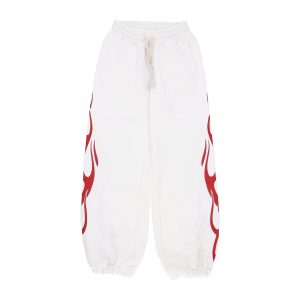 Lightweight Tracksuit Pants Women Flames Pants Off White/red