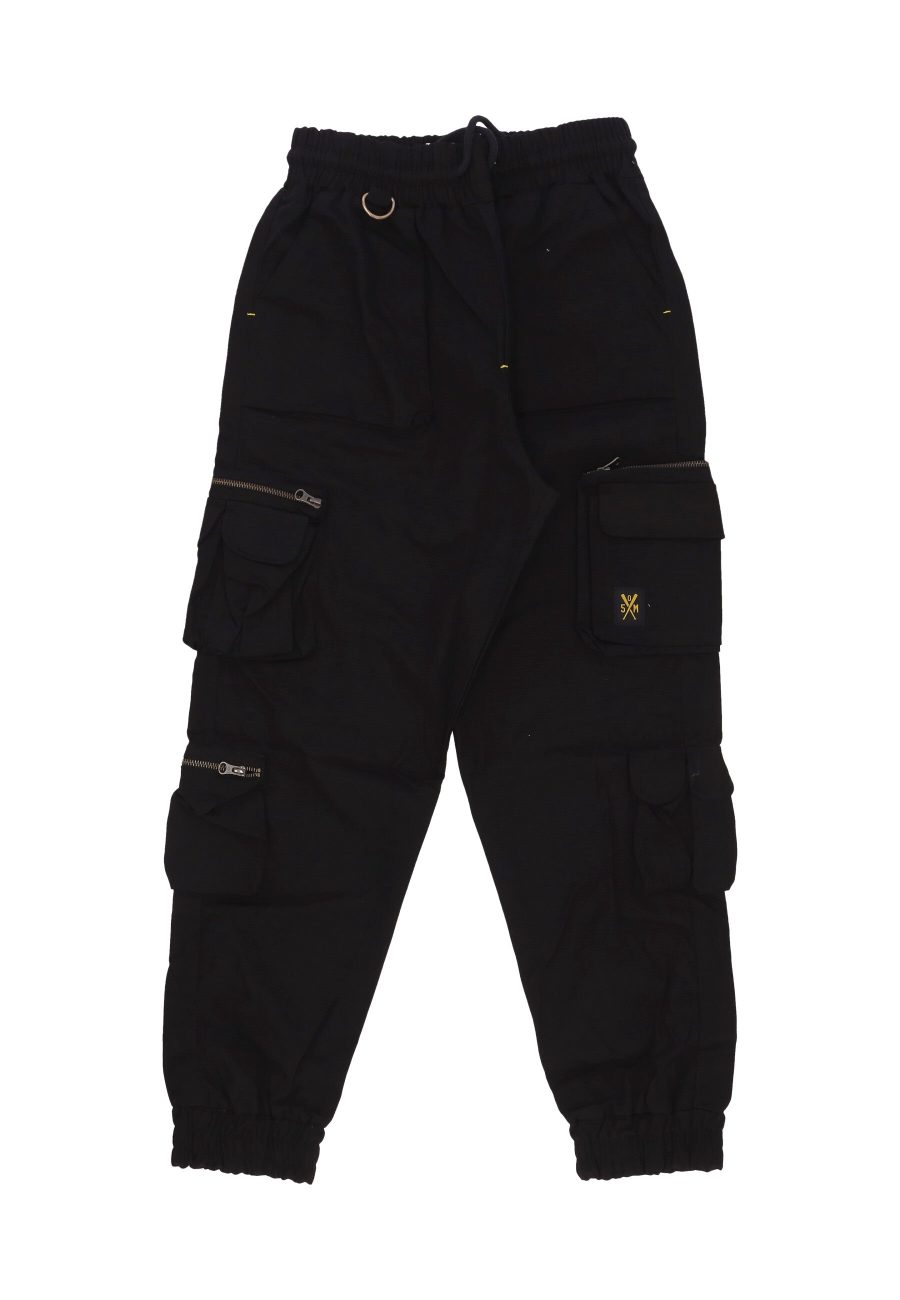 Long Men's Cargo Joggers Pants Black