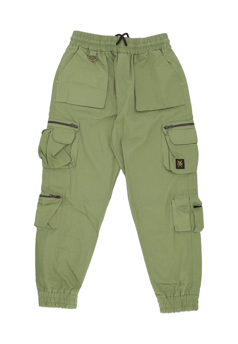 Long Men's Cargo Joggers Pants Military Green