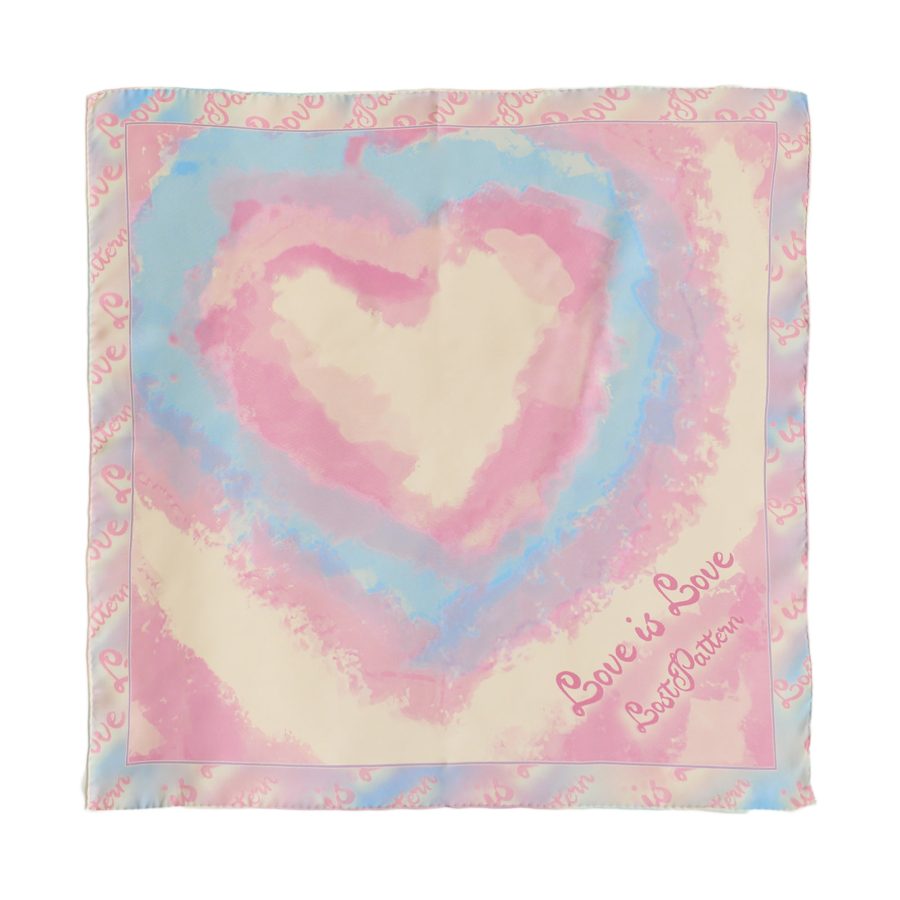 "Love is Love" Silk Bandana Scarf - Blue & Pink