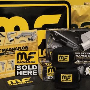 MAGNAFLOW 02660 Dealer Promotional Kit; With Metal Sign/ 2 Retail Muffler Boxes/ Counter Mat/ Window Cling/ Banner/ Mouse Mat/ 2 Hats