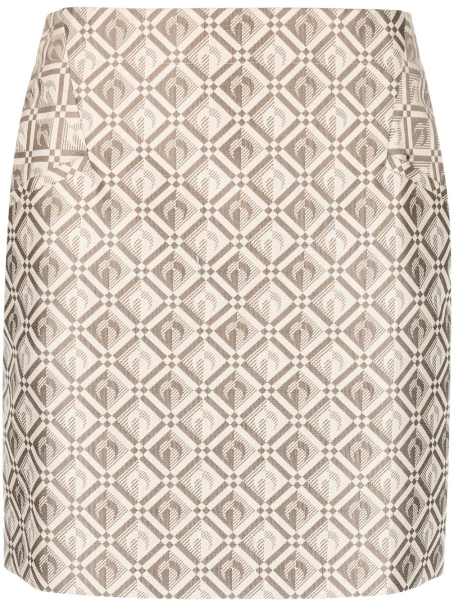 MARINE SERRE WOMEN Moon Diamant Jacquard Mini Skirt Beige