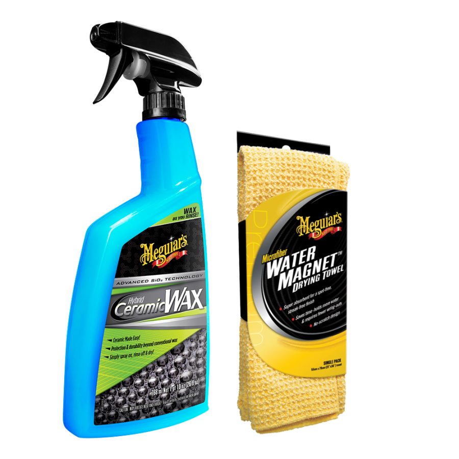 MEGUIARS G190526-X2000KIT HYBRID CERAMIC WAX W/WATER MAGNET MICROFIBER DRYING TOWEL - 22 INCH X 30 INCH