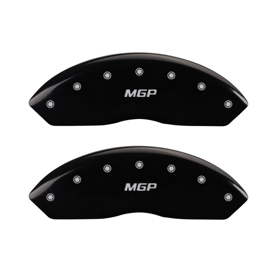 MGP CALIPER 23219SMGPBK Black Powder Coat Finish MGPFT Engraved Caliper Cover with Silver Characters (Set of 4)