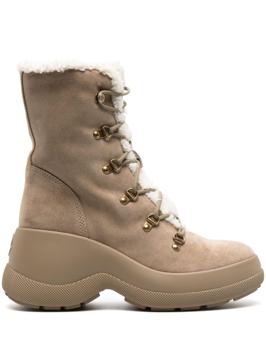 MONCLER WOMEN Resile Trek Suede Boots Beige