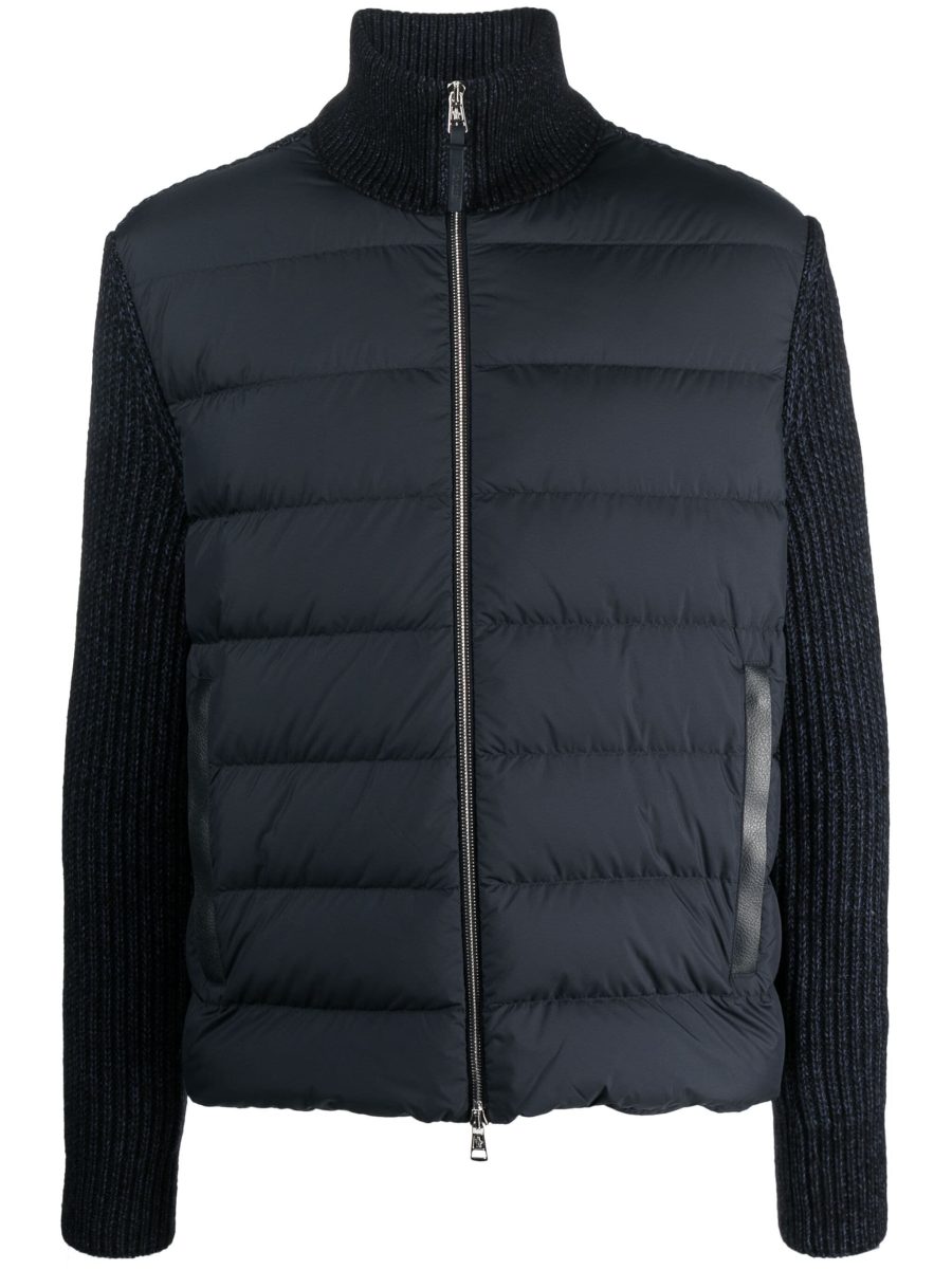 MONCLER Zip-up Padded Cotton Blend Cardigan Navy