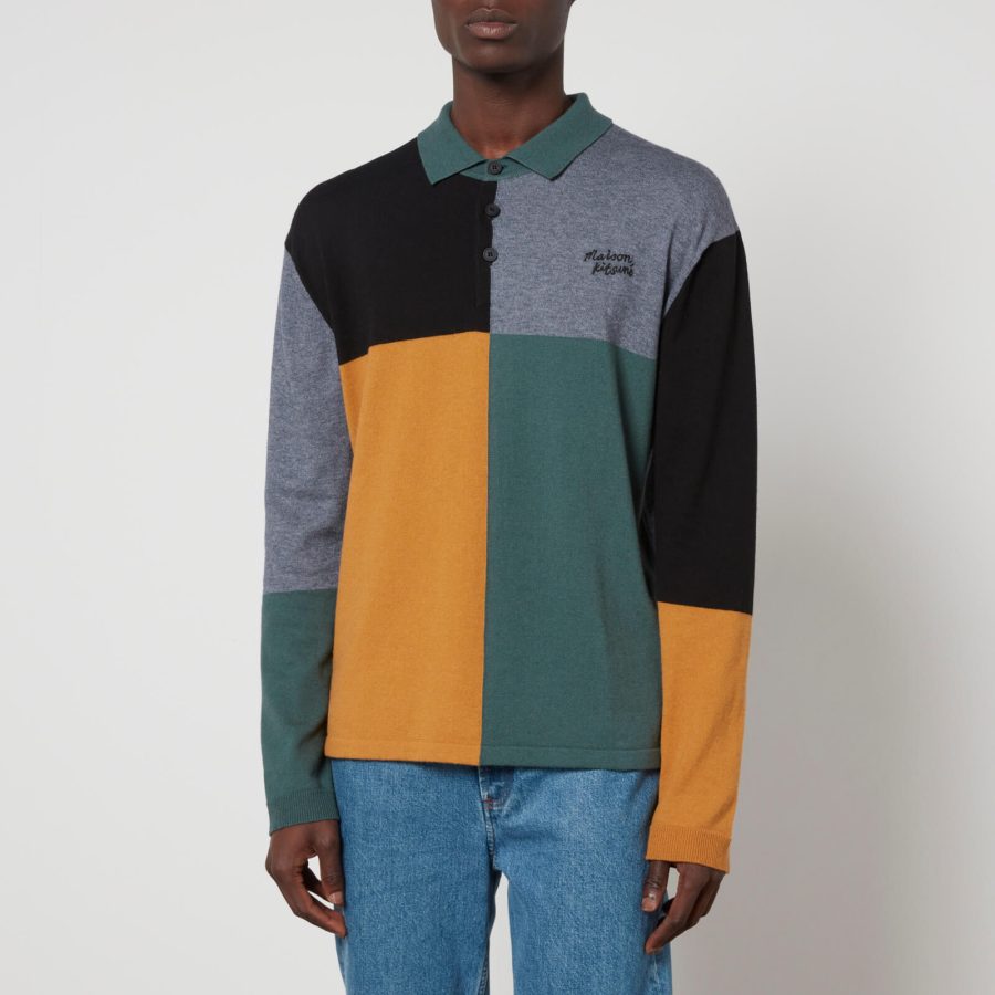 Maison Kitsuné Cotton and Wool-Blend Polo Shirt - S