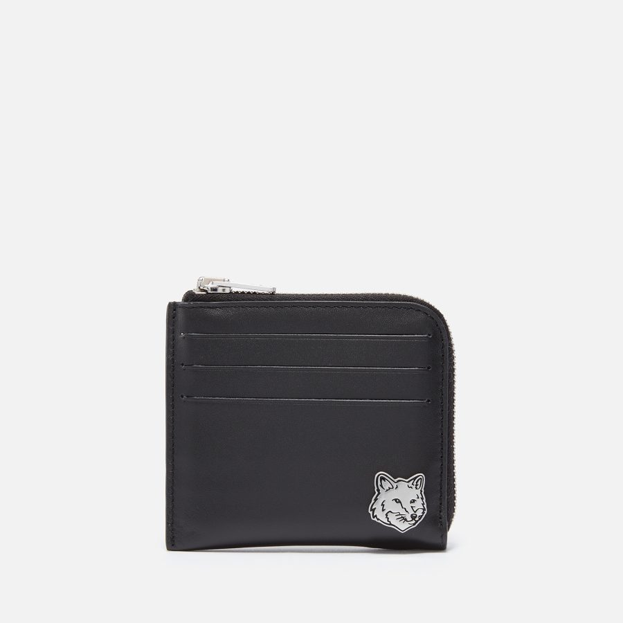 Maison Kitsuné Fox Head Leather Zipped Cardholder