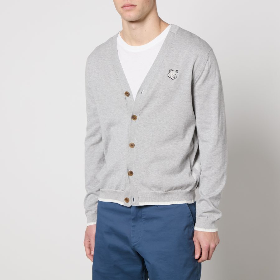 Maison Kitsuné Logo-Appliquéd Cotton Knit Cardigan - S