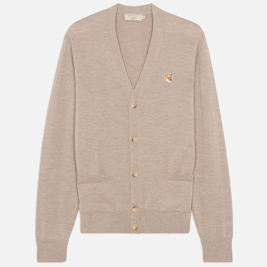 Maison Kitsuné Men's Fox Head Patch Cardigan - Beige Melange - XXL