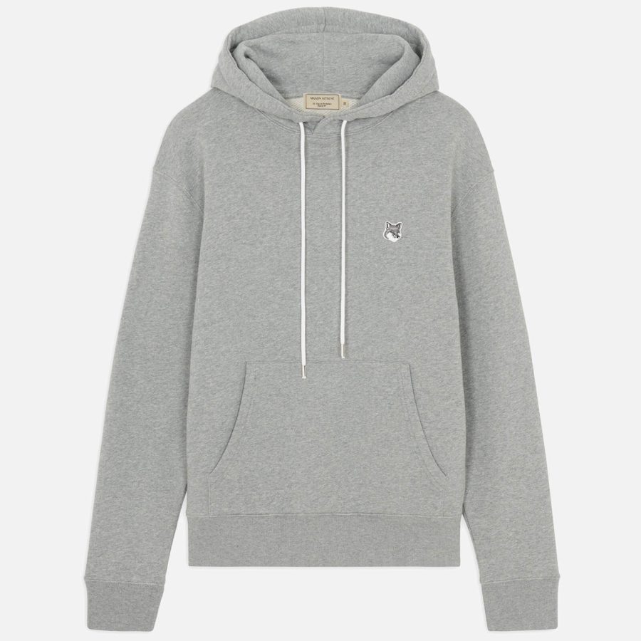 Maison Kitsuné Men's Grey Fox Head Patch Hoodie - Grey Melange - M