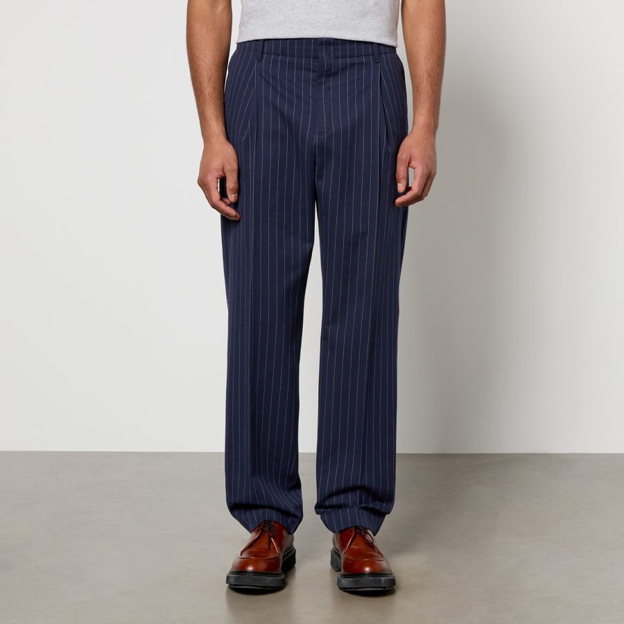 Maison Kitsuné Pinstriped Cotton and Wool-Blend Trousers - 44/L