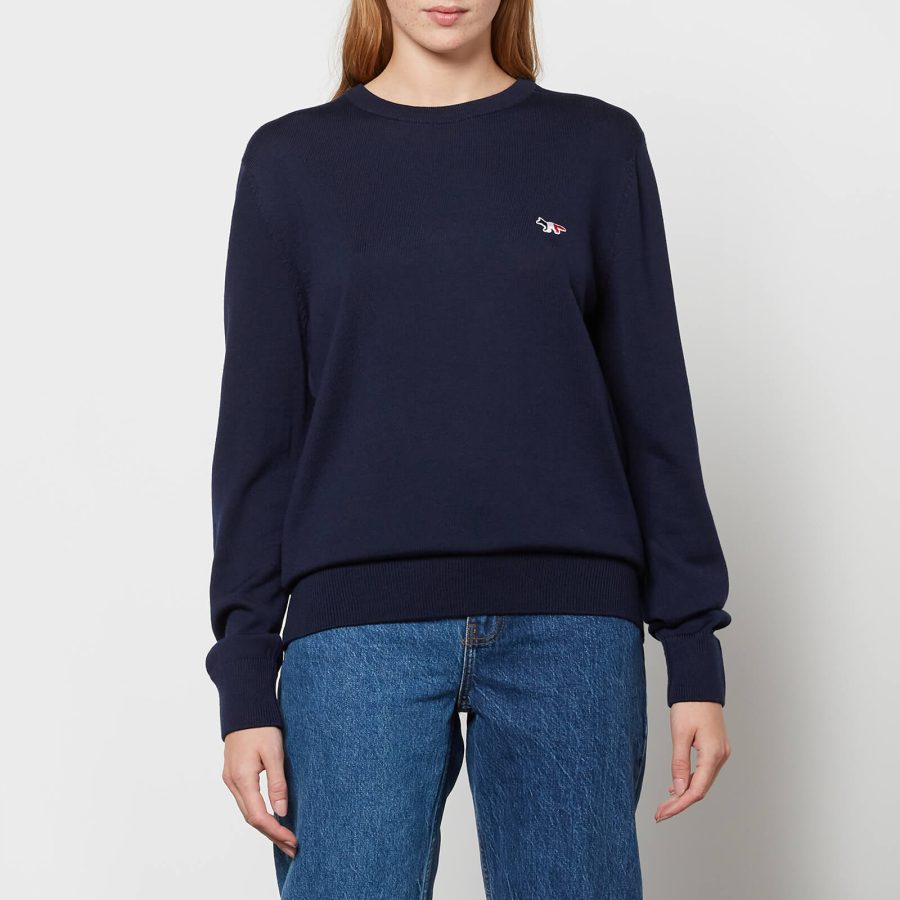 Maison Kitsuné Tricolor Fox Patch Classic R-Neck Jumper - Navy - XL