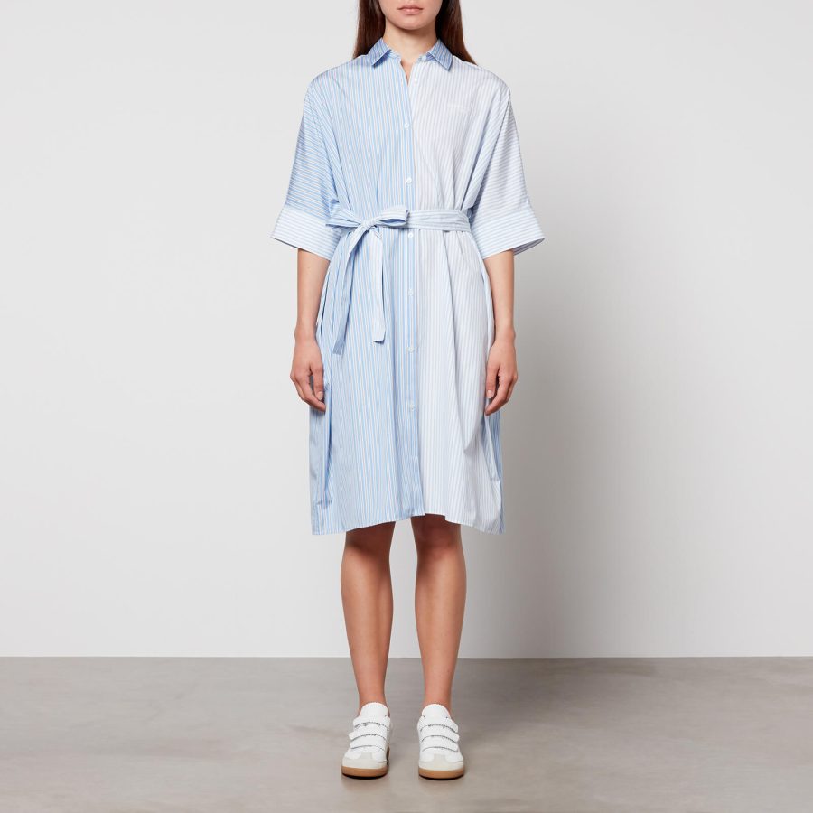 Maison Kitsuné Two-Tone Striped Cotton Shirt Dress - L