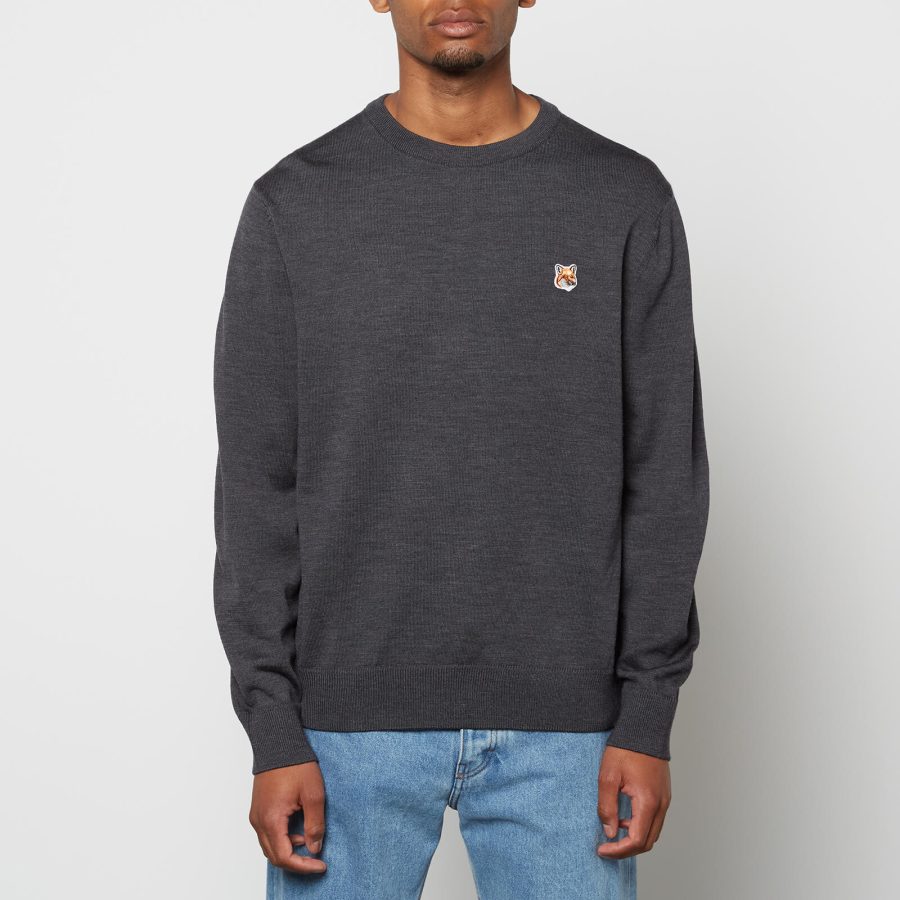 Maison Kitsuné Unisex Fox Head Patch Regular Jumper - Anthracite Melange - M