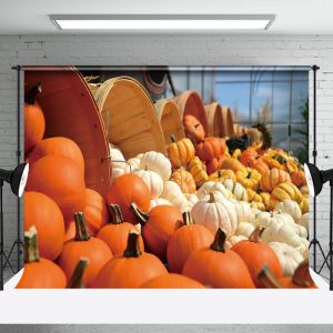 Many Kinds Of Pumpkins Dumped On The Ground Backdrop - Aperturee