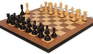 Marengo Staunton Chess Set in Ebony & Boxwood with Walnut Molded Edge Chess Board