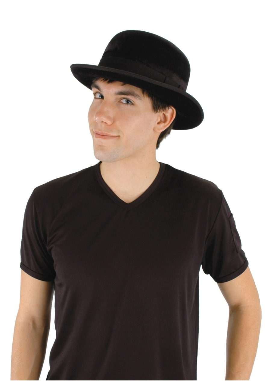 Men's Black Velour Bowler Costume Hat