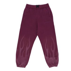 Men's Fleece Tracksuit Pants Corrosive Flames Pants Grape Wine