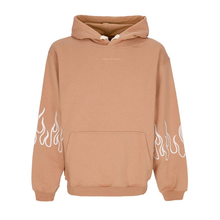 Men's Lightweight Hooded Sweatshirt Embroidery Flame Hoodie Terracotta