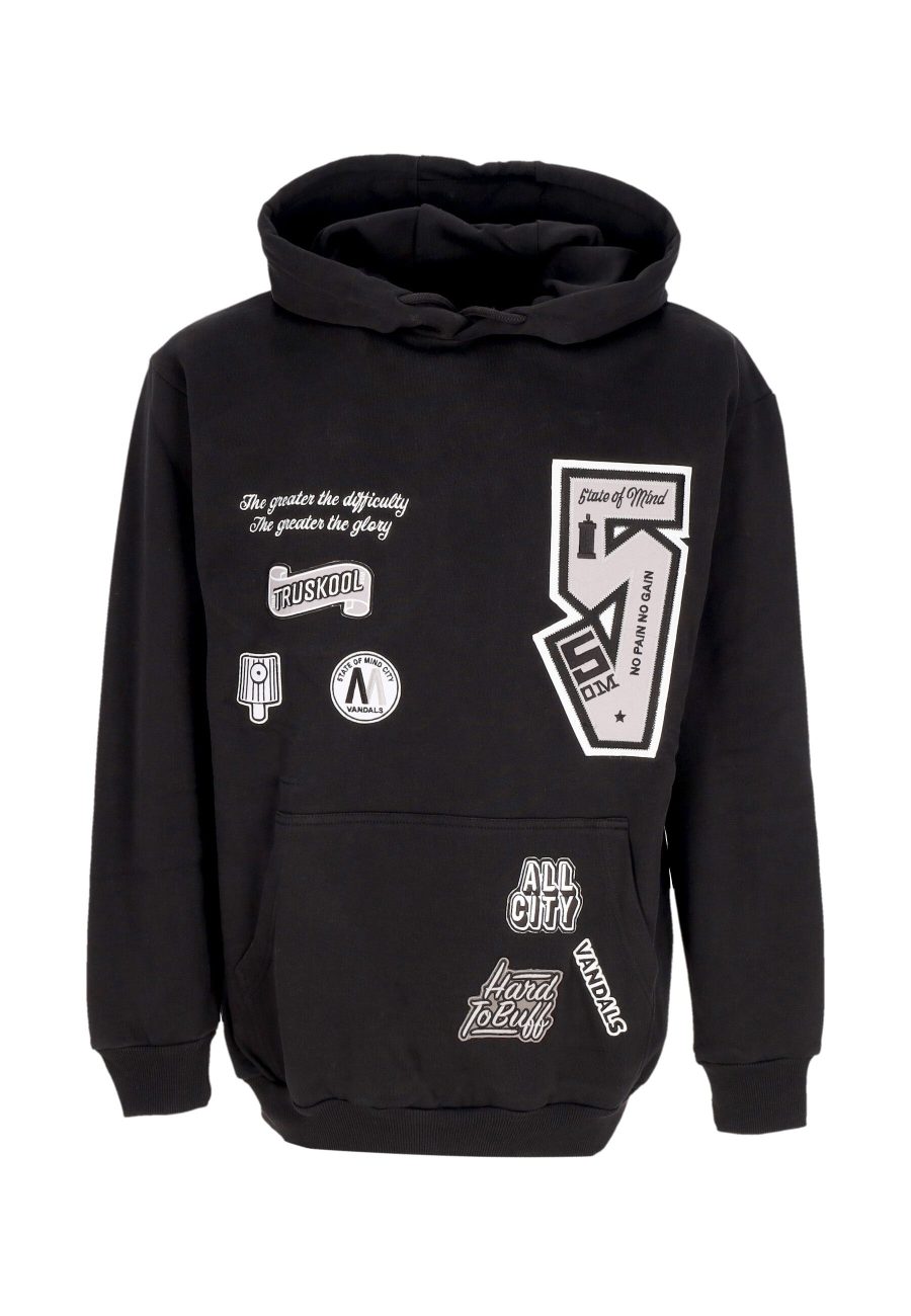 Men's Lightweight Hoodie Graffiti Patch Hoodie Black