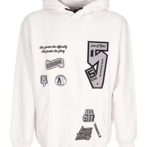 Men's Lightweight Hoodie Graffiti Patch Hoodie White