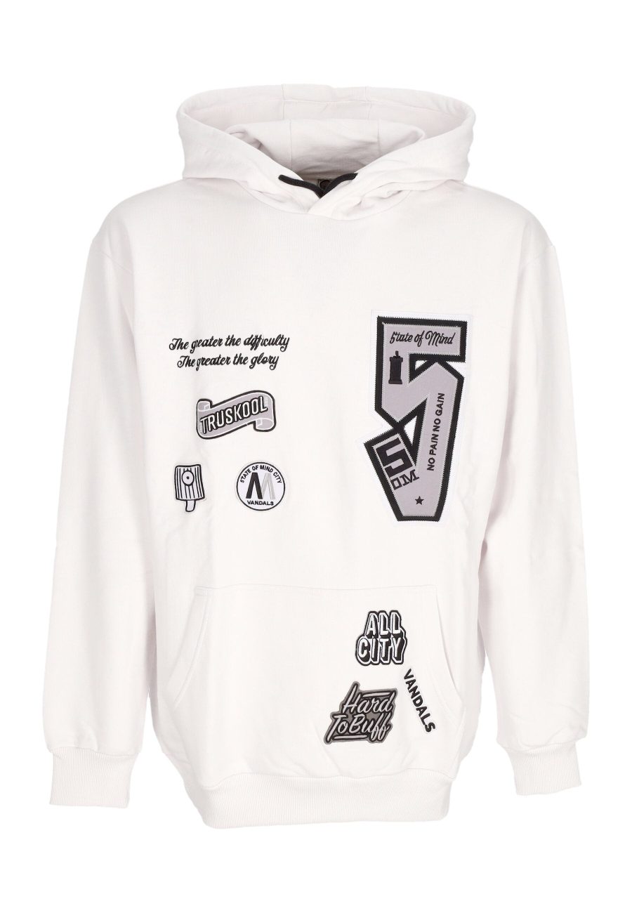 Men's Lightweight Hoodie Graffiti Patch Hoodie White